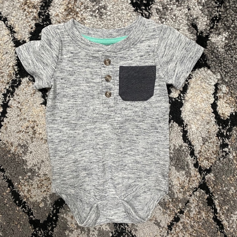 Cat and Jack Gray Pocket Bodysuit 0-3 Months